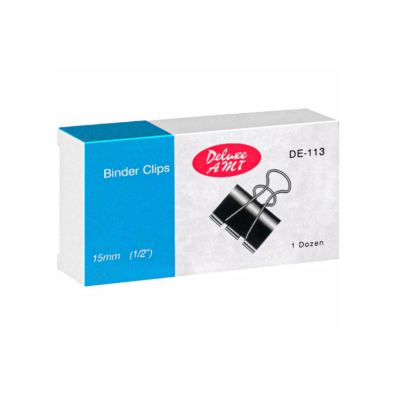 Deluxe-AMT-15mm-Binder-Clips_Black Deluxe, Binder Clips, Assorted Sizes (15–51 mm) - Image 1